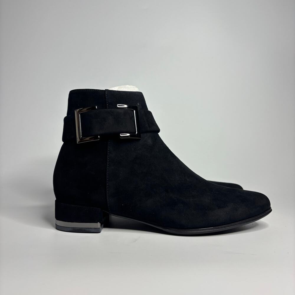 Vaneli Avenel Suede Leather Ankle Buckle Boots in Black